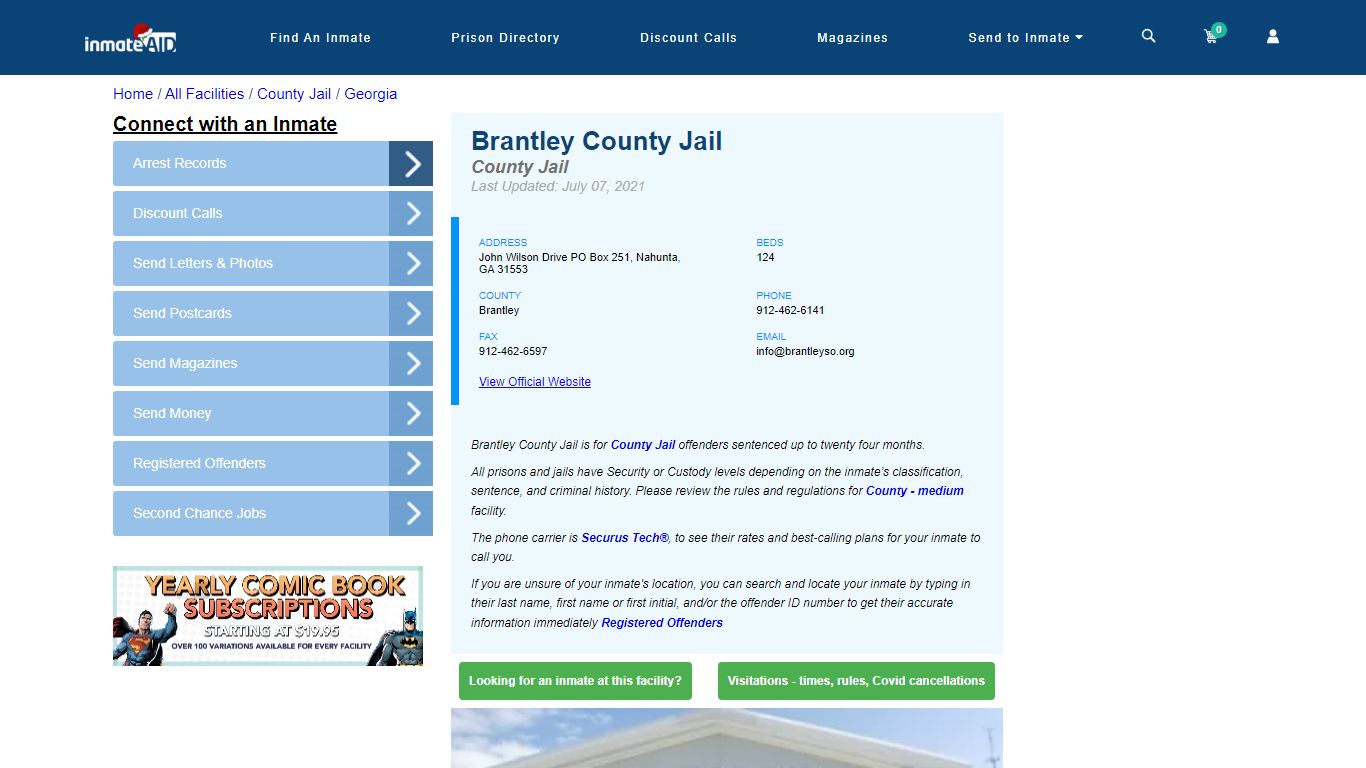 Brantley County Jail - Inmate Locator - Nahunta, GA