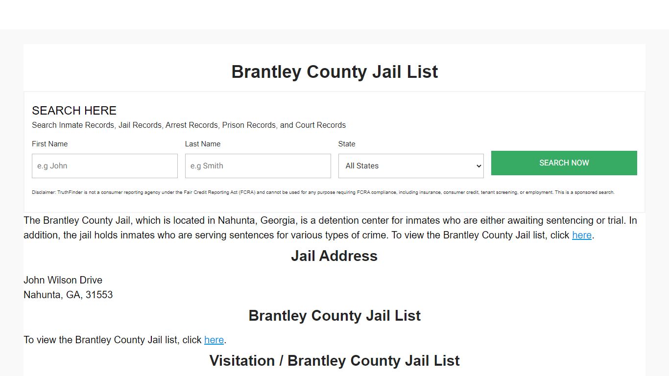 Brantley County Jail List - georgiainmatesearch.com
